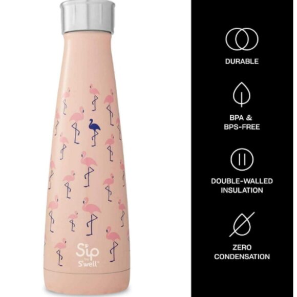 S'ip by S'well Stainless Steel Water Bottle - 15 Fl Oz - Pink Flamingo - Picture 2 of 9